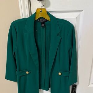 NYC Women's Teal Blazer with Gold Accents